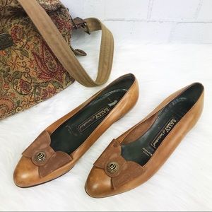 Bally of Switzerland Brown Leather Bow B Slide